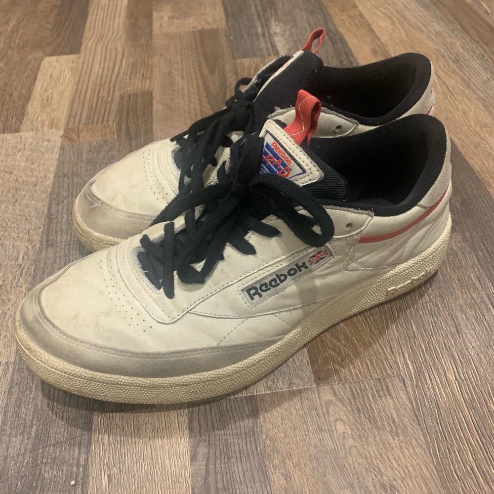 Unique Reebok #RAD shoes off white and red/black
